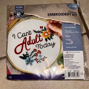 ArtSkills Crafter's Closet 'I Can't Adult Today' Floral Embroidery Kit with 6"